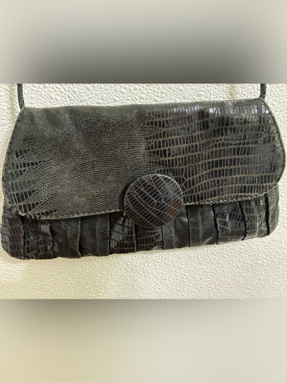 Women's Black Eel skin Embossed Shoulder Bag